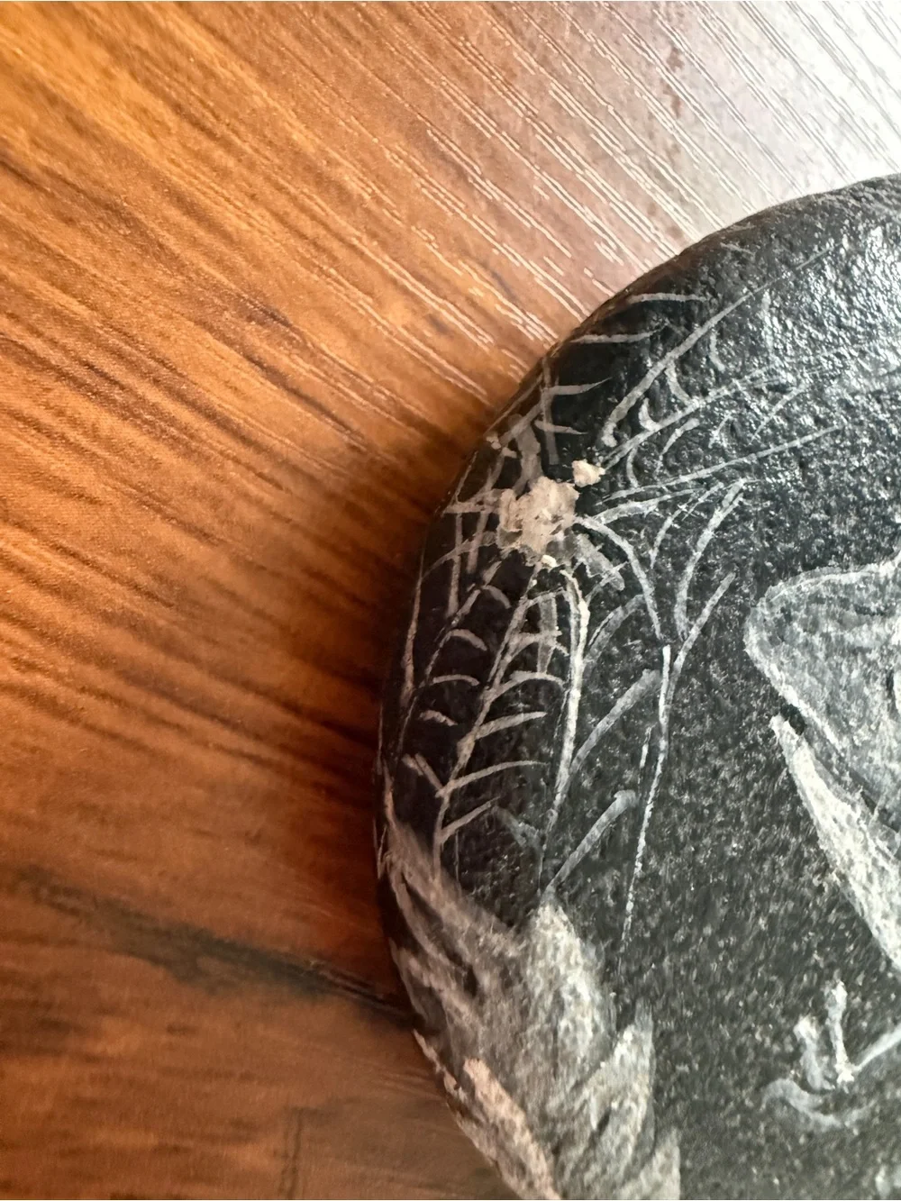 Hand-Painted Black Frog Rock - Decorative Reptile Accent